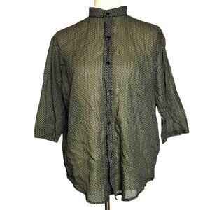 Assembly Label New York Cotton Semi-Sheer Button Front Casual Button Up Shirt S